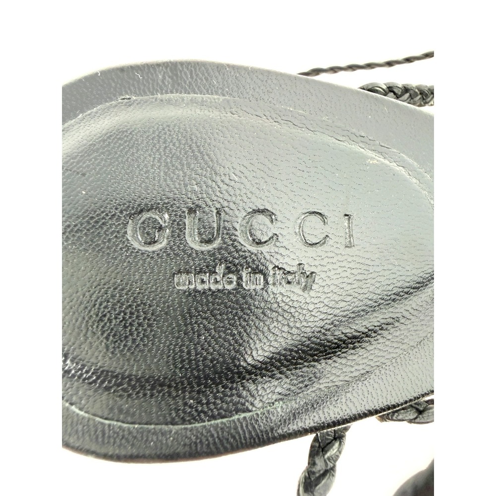 Gucci Black Strappy Heels Braided Leather Sandals 7.5 Y2K Tom Ford - Picture 6 of 9